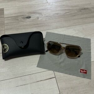 Ray-Ban Gold and Brown Sunglasses